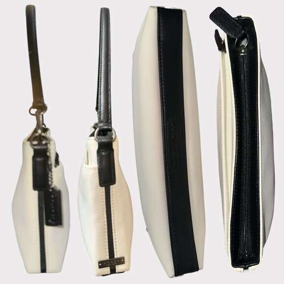 Vintage Y2K Coach White and Black Shoulder Bag Convertible Wristlet - Picture 5 of 8